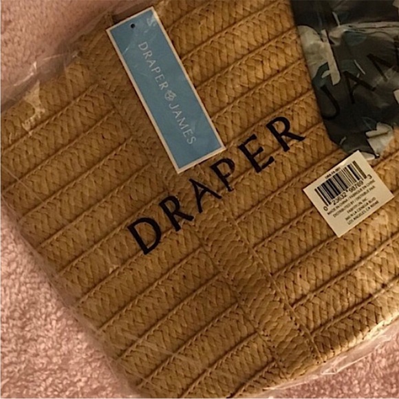 Draper James Straw Bag with Floral Scarf, Woven Top-Handle Tote & Snap Closure - Picture 9 of 12